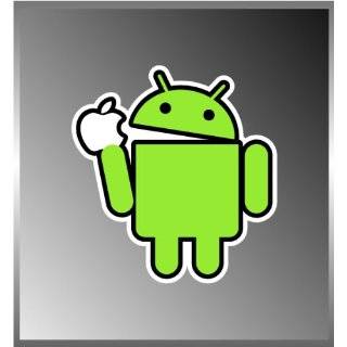  Android Eating Apple   Funny Vinyl Decal Bumper Sticker 