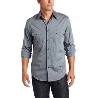 Perry Ellis Mens Long Sleeve Double Flip Pocket Shirt