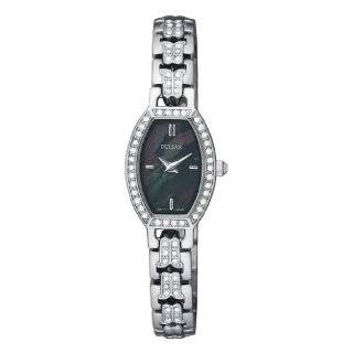 Pulsar Womens PEGC95 Crystal Accented Dress Silver Tone Black Mother 