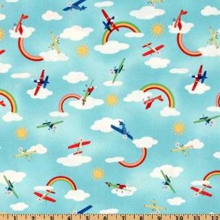 44 Wide Michael Miller Retro Fly Away Sky Fabric By The Yard