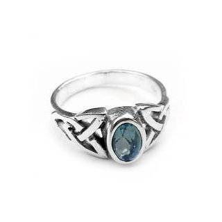 Sterling Silver Blue Topaz Celtic Knot Ring(Sizes 4,5,6,7,8,9)