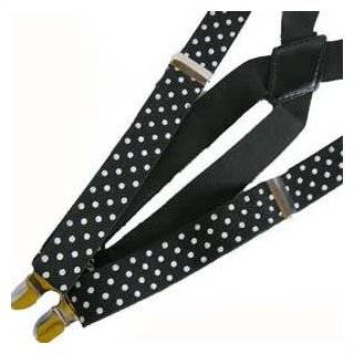   Wide Red & White Polka Dot Stretchy Clip On Suspenders: Clothing