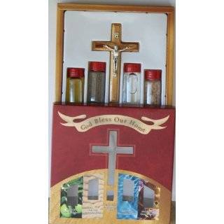 Holy Land Fancy Remembrance Gift Set: Olive Wood Crucifix surrounded 