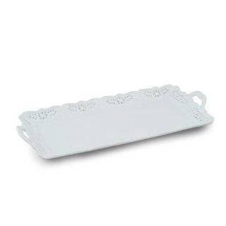   , Victorian Rose Collection, 15 Inch Loaf Tray, White Fine Porcelain