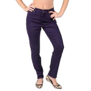 Womens High Waisted Skinny 5 Pocket Plum Purple Hipster Jean