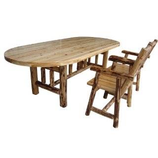  Rush Creek Log Cabin Style Dining Table and Four Chairs 