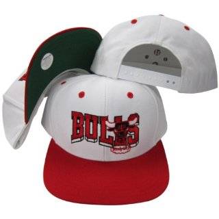 Chicago Bulls White / Red Two Tone Snapback Adjustable Plastic Snap 