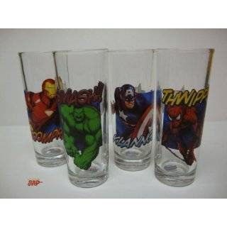 MARVEL HEROES SET of 4 Tall Shooter Glasses (2 Ounce Capacity) Iron 