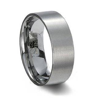 Tungsten Ring   Brushed Tungsten Carbide Pipe Cut Wedding Band 8MM