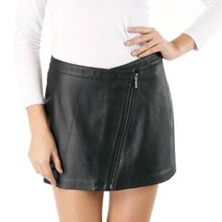  Womens Low Rise Leather Mini Skirt With Front Snaps 