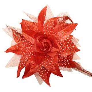  Dark Red Hair Feather Flower Hat Clip/ Brooch: Beauty
