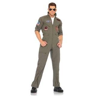 Leg Avenue Mens 2 Piece Top Gun Flight Zipper Front Suit With 