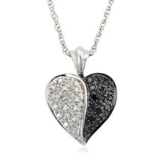   Silver Black and White Diamond Heart Pendant (1/3 cttw) Jewelry