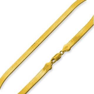   14K Gold Plated Silver 16 Herringbone Chain Necklace 3.6mm: Jewelry