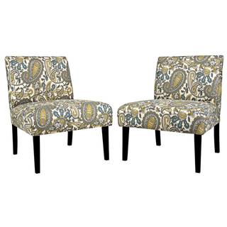 Portfolio Niles Gray Floral Paisley Armless Chairs (Set of 2