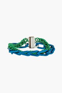 Raf Simons Green & Blue Double Chain Bracelet for men