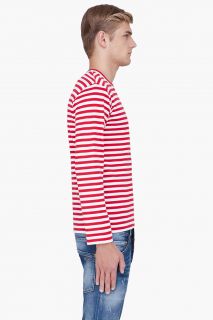 Comme Des Garçons Play  Red Striped Logo Emblem Jersey Shirt for men