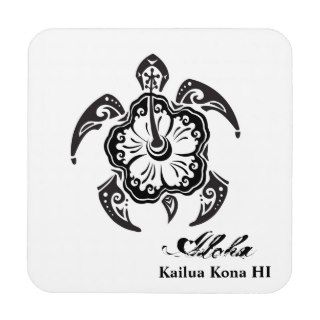 Hibiscus turtle tattoo design coasters