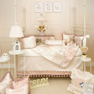 Glenna Jean Baby Girl Pink French Toile Luxury Crib Nursery Bedding Quilt Set