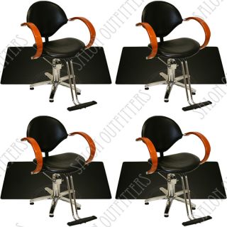 4 Hydraulic Barber Chair Mat Honey Wood Arm Chairs Mats Beauty Salon Equipment