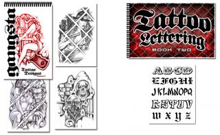 Tattoo Supplies 2 Book Gangster Art Prison Style Lettering Script Names