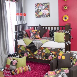 Glenna Jean Baby Girl Black Hawaiian Tropical Crib Nursery Bedding Quilt Set