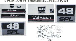 Johnson Outboard Hood Decals 48 SPL Late 80s Early 90s
