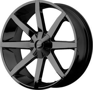 22 inch KMC Slide Gloss Black Wheels Rims 5x5 5 5x139 7 Dodge RAM 1500 Bronco