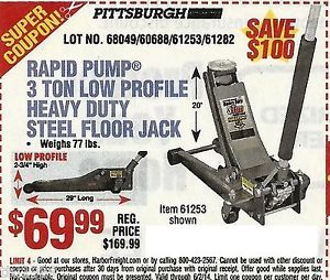 Harbor Freight Super Coupon For A 1 5 Ton Floor Jack With