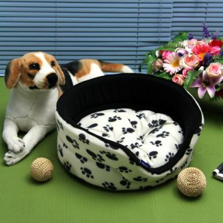 Pet Dog Puppy Cat Soft Paw Print Warm Bed Kennel House Cozy Nest Mat Pad Cushion
