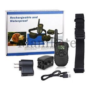 300 Yard Rechargeable LCD 100LV Level Shock Vibra Remote Pet Dog Training Collar