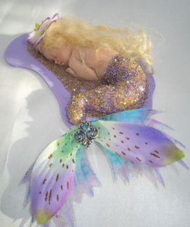 OOAK Fairy Pixie Sleeping Baby Mermaid Art Doll Polymer Clay Sculpt Marilla