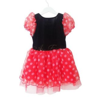 Red Polka Dots Girl Minnie Mouse Costume Baby Chiffon Dress Tutu Skirt Sz 3 4 5