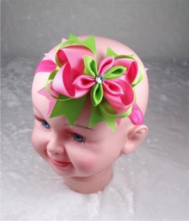 4 5" Baby Girls Costume Boutique Ribbon Romantic Hair Bow Clip Headband P G J ES