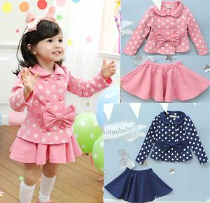 Baby Kids Coat Top Skirt Dress 2 Piece Outfit Set 1 6Y Costume Beauty Clothing