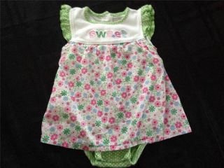 Baby Girl Clothes Carter's Sweet Green Floral Baby Girl Onesie Dress 18 Months