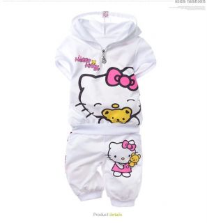 New Baby Kids Girls T Shirt Short Pants Set Clothes Costume "Kitty" Size 4 5T