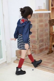 New Kids Toddlers Girls Jean Princess Long Sleeve Skirt Dress Scarf Belt sz2 8Y
