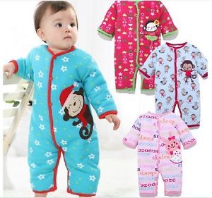 New Hot Baby Girls Boys Romper Coverall Clothes 1 Piece Winter Warm Size 0 12 M