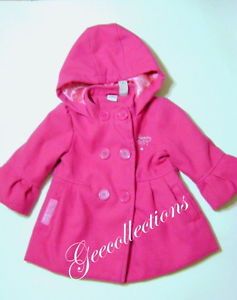 Disney Princess Toddler Girl's Pink Double Breasted Winter Coat w Hood 24M "EUC