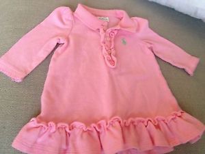 Details about Baby Girls Ralph Lauren Pink Long Sleeve Polo Dress Size