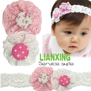 Baby Kids Toddler Girl Kids Cloth Cute Flowers Buttons Lace Head Hairband
