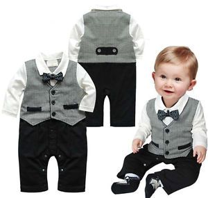 1pc Baby Boy Toddler Kid Gentleman Romper Jumpsuit Outfit Clothes Bowknot 18 24M