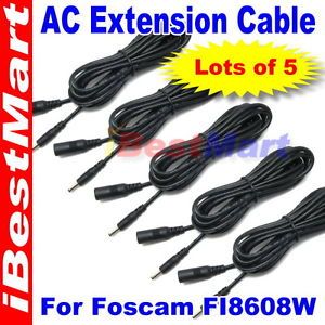 5X 3 Meters Extension Cable Cord for Foscam H264 FI8608W Camera Power AC Adapter