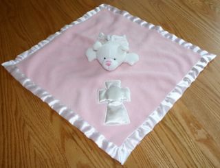Baby Boom White Angel Bear Pink Security Blanket Cross