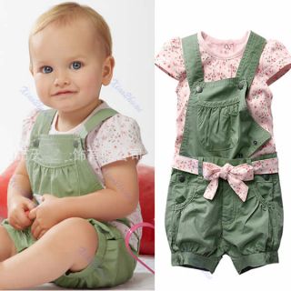 3pcs Lovely Kids Girl Baby Braces T Shirt Belt Set Cotton Clothing 0 36 Months