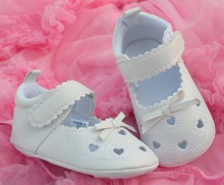 White Bow Infant Toddler Baby Girl Crib Mary Jane Sandals Shoes 2 3 4