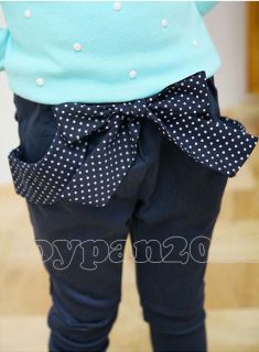 New Kids Toddlers Girls Lovely Bow Navy Khaki Pants Trousers Sz 2 7Years