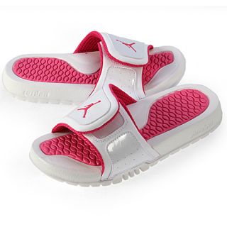 pink and white jordan sandals