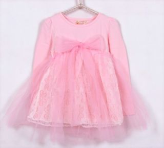 New Kids Toddlers Girls Princess Long Sleeve Cotton Tulle Top Tutu Dress Sz4 5Y
